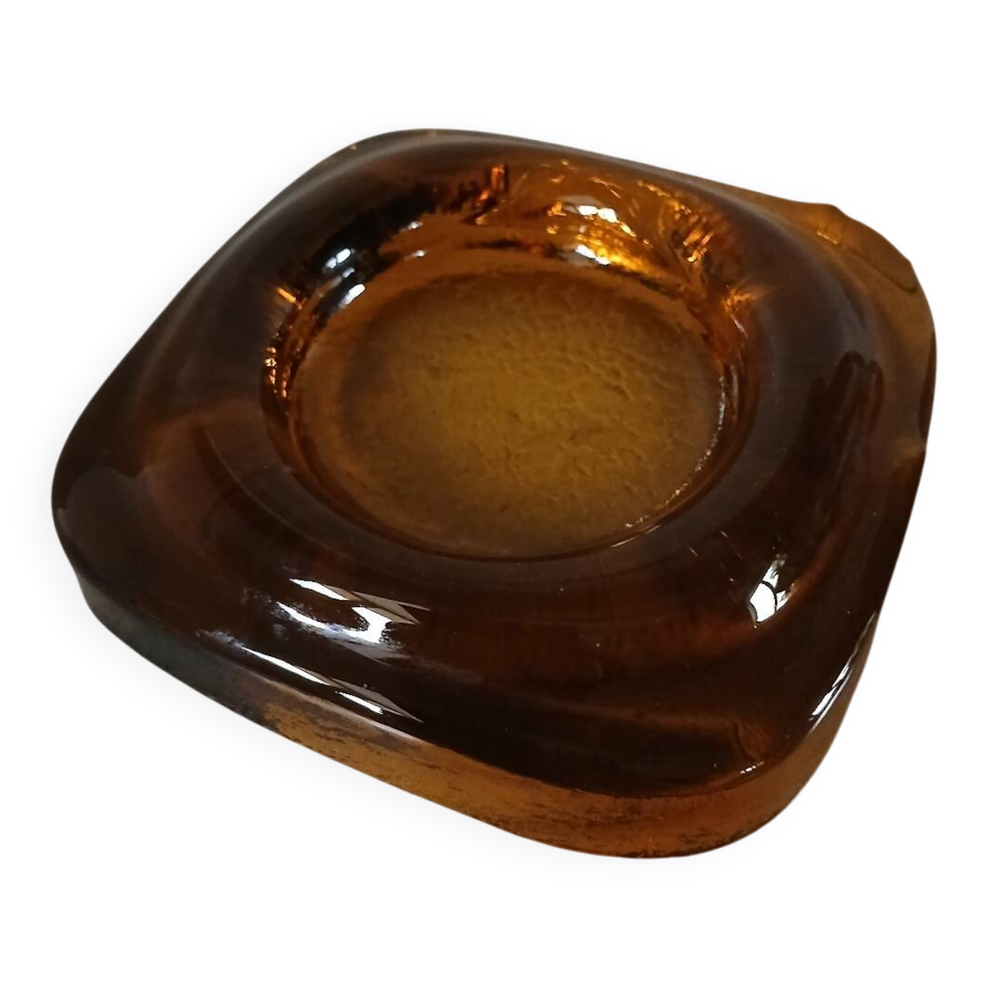 Vintage amber glass ashtray