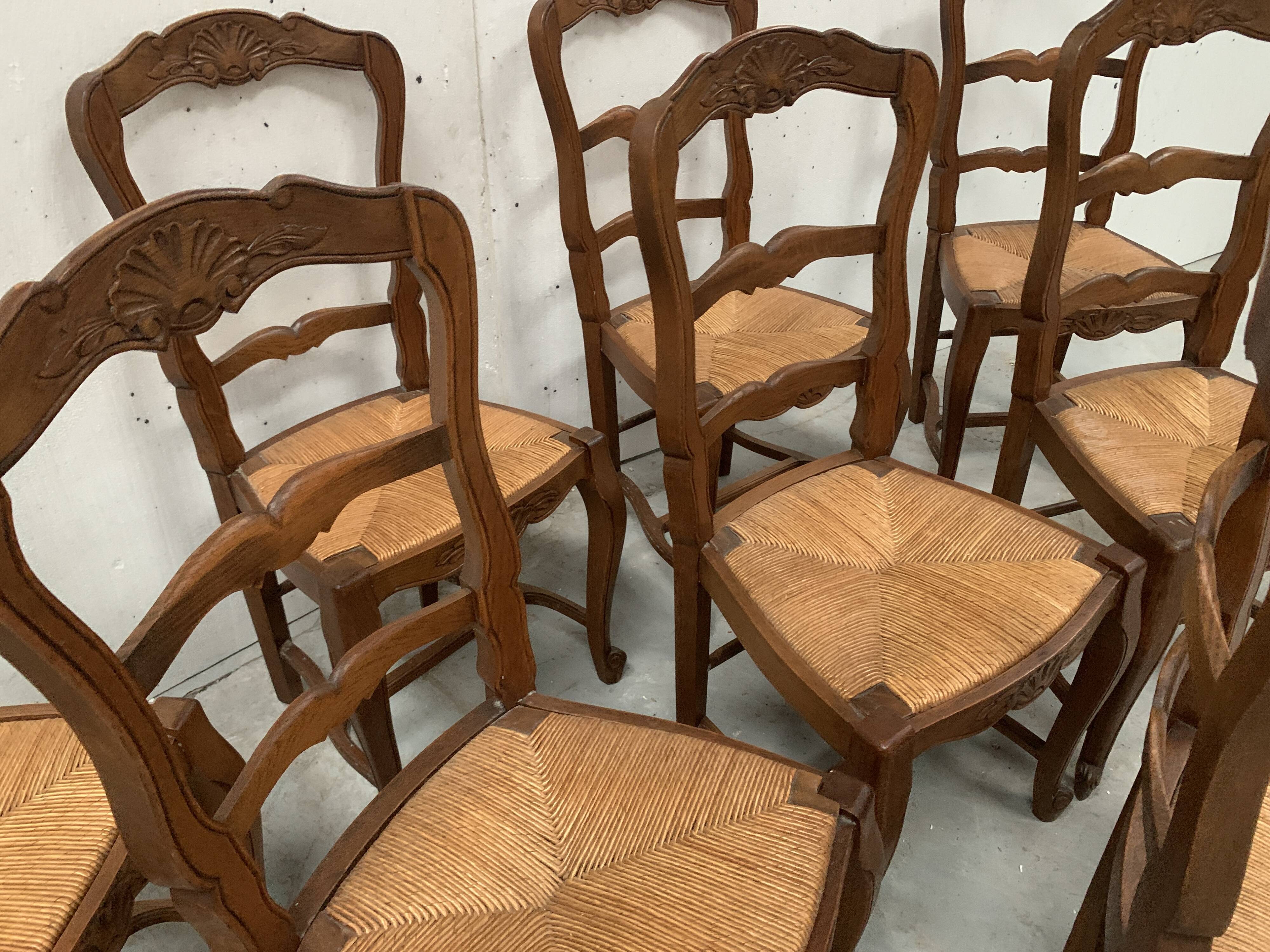 Set of eight 20th-century Regency-style chairs in solid oak