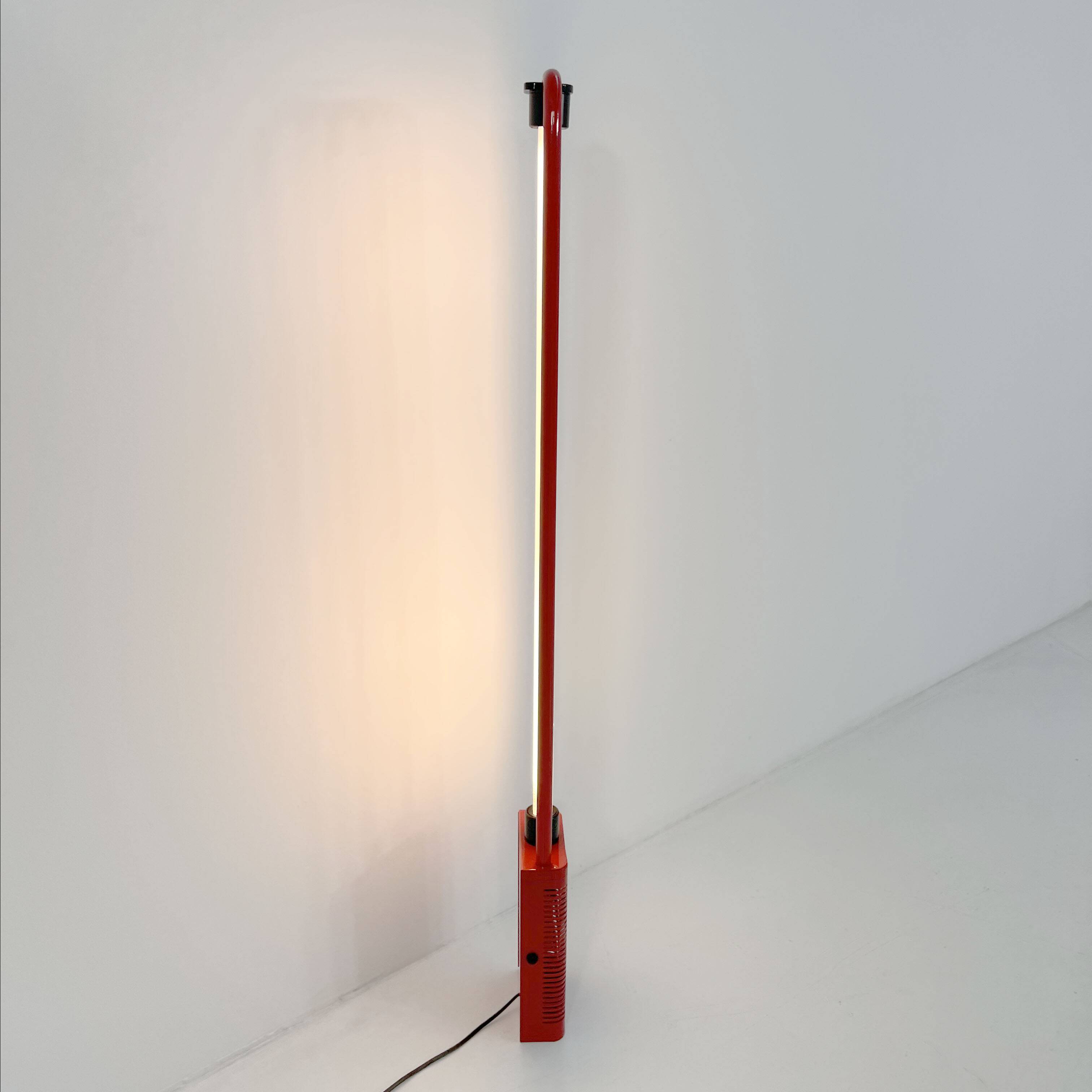 Uno red floor lamp by Gian N. Gigante for Zerbetto, 1980