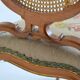 Stool / small bench in canvas, canework and wood late 19th century