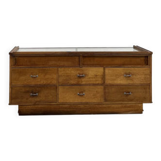 Vintage Siegel Paris workbench in oak and glass – 1950