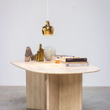 1970 oval architectural travertine dining table