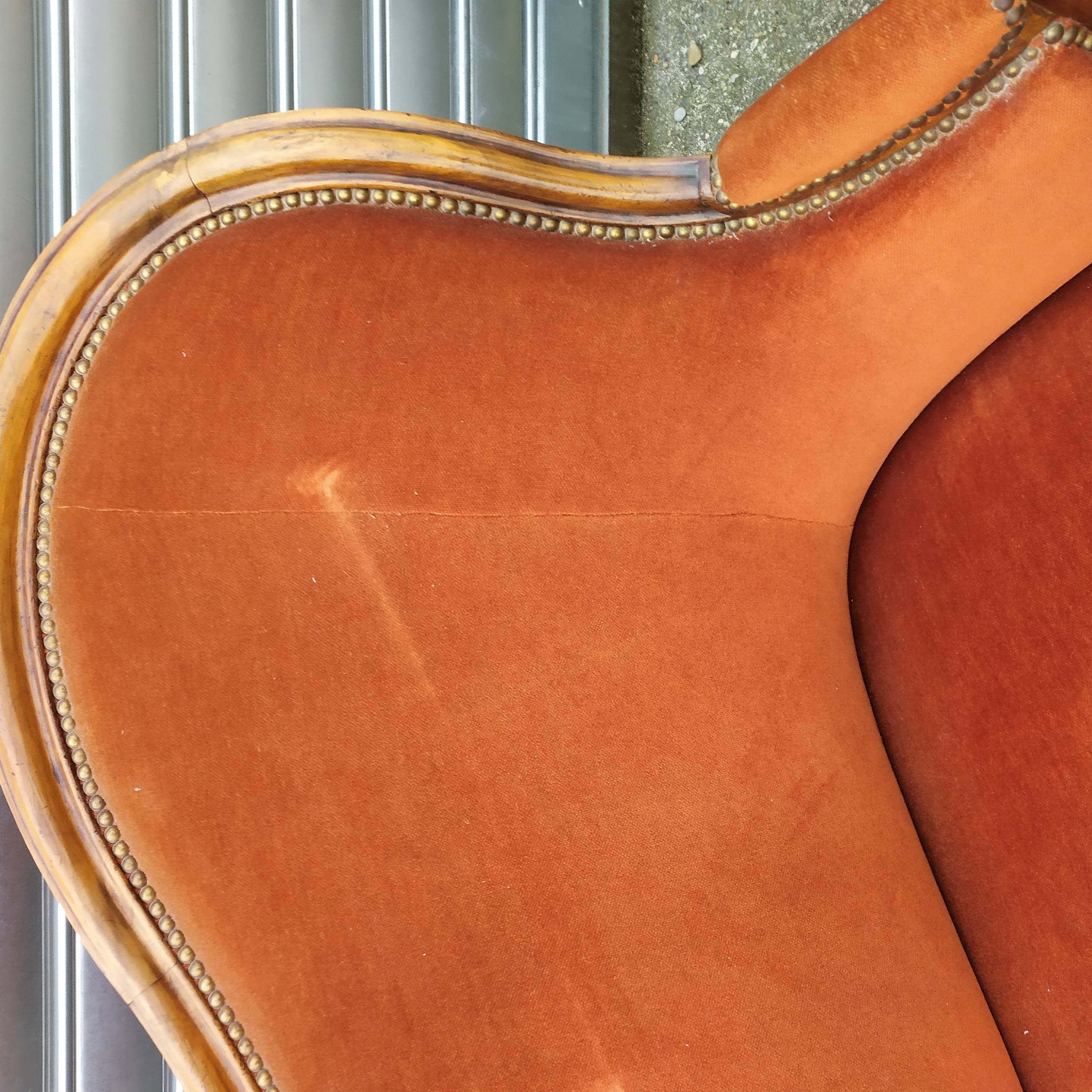Louis Philippe style velvet bench