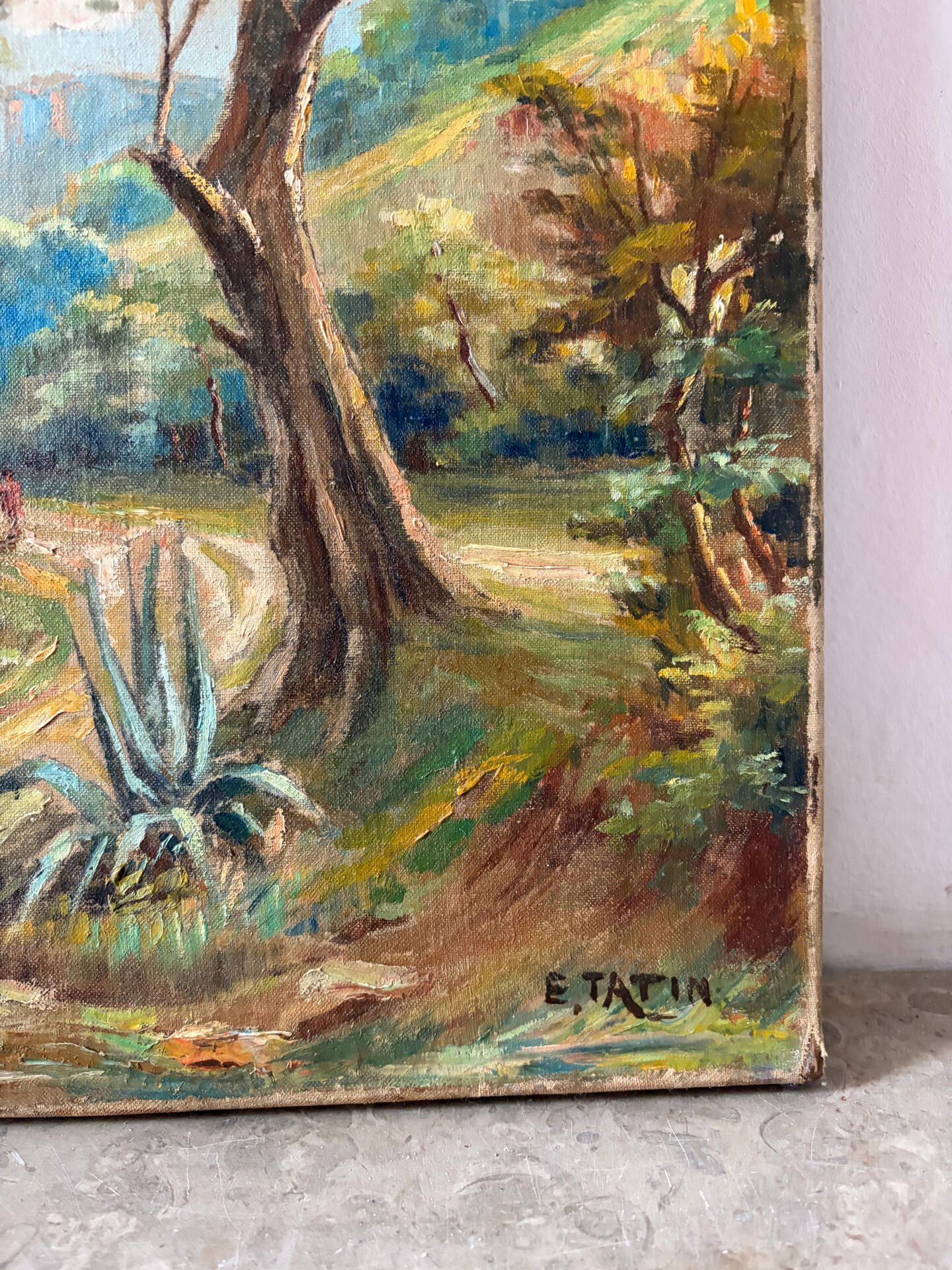 Oil on canvas Roquebrune-Cap-Martin, signed Émile Tatin