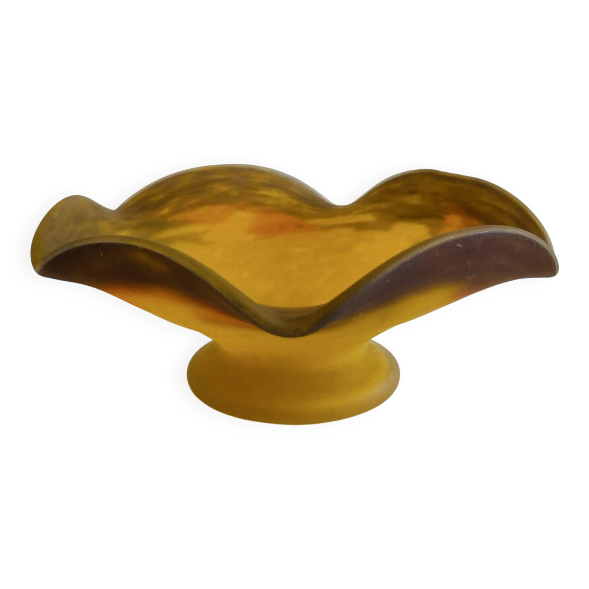 Glass footed coupe Nuagé signed by Muller Frères Lunéville.