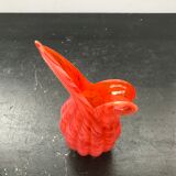 Pichet Murano verre soufflé multicouche orange & blanc vintage