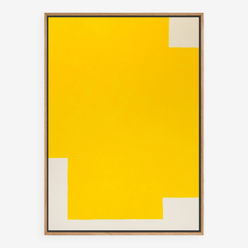 Peinture originale abstraite, jaune citron