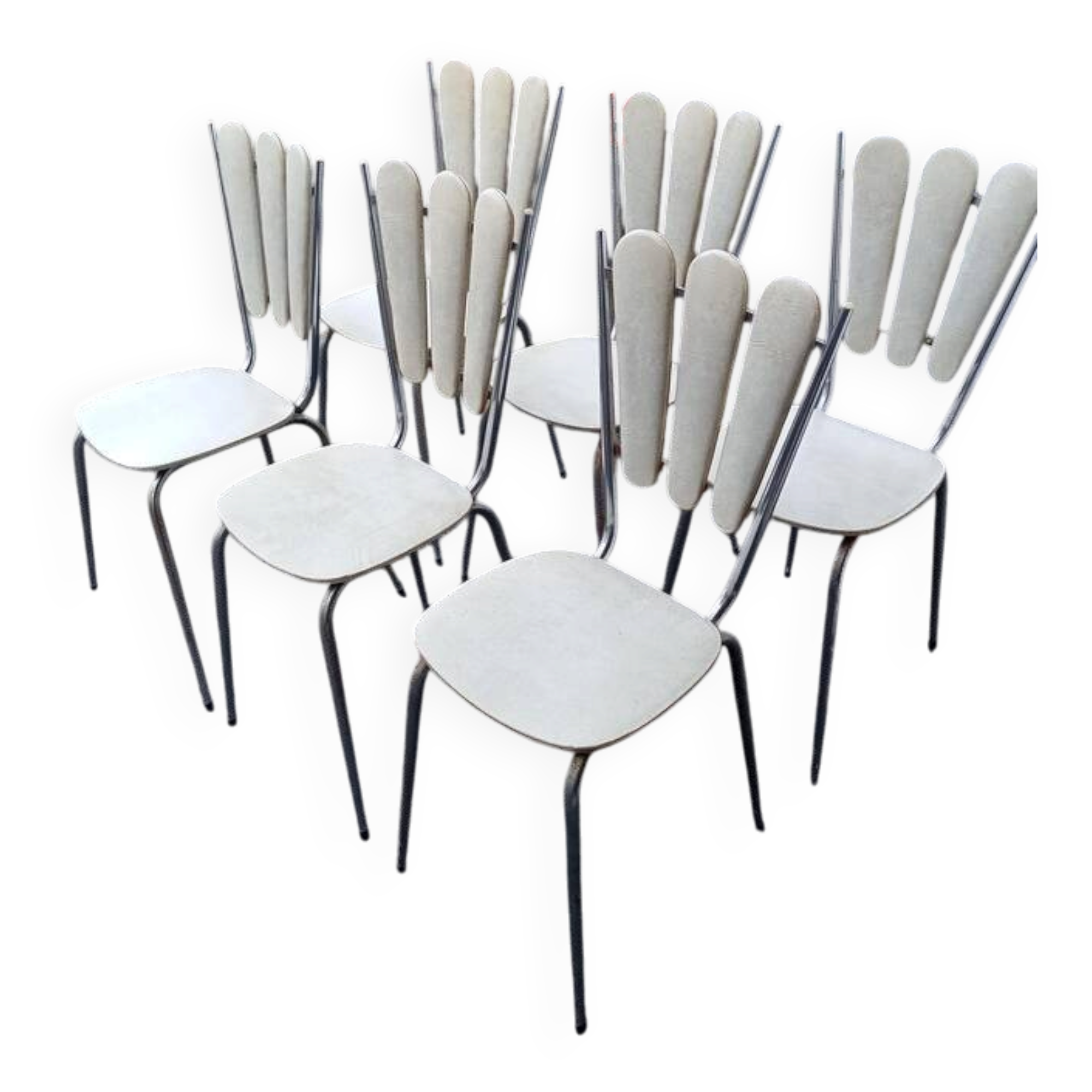 Set of six "Peacock Style" dining chairs.