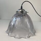 Old holophane glass pendant light 25.5 cm vintage