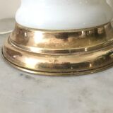 Vintage opaline and brass mushroom lamp