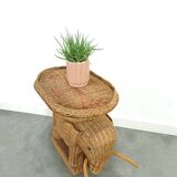 Rattan elephant table vintage side table