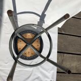 Industrial stool seat dark grey leather