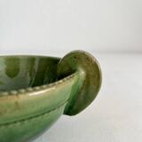 Bol à oreilles ancien en céramique vernissée verte type Tamegroute