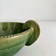 Antique green glazed ceramic bowl with handles, Tamegroute type