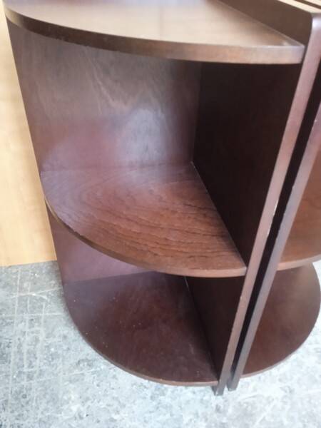 Pair of art deco style mahogany corner cabinets