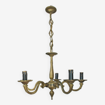 5-branched solid brass chandelier