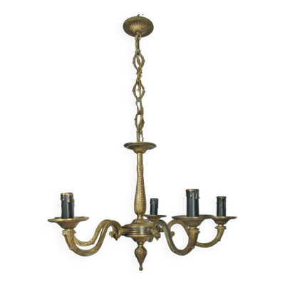 Lustre en laiton plein 5 branches