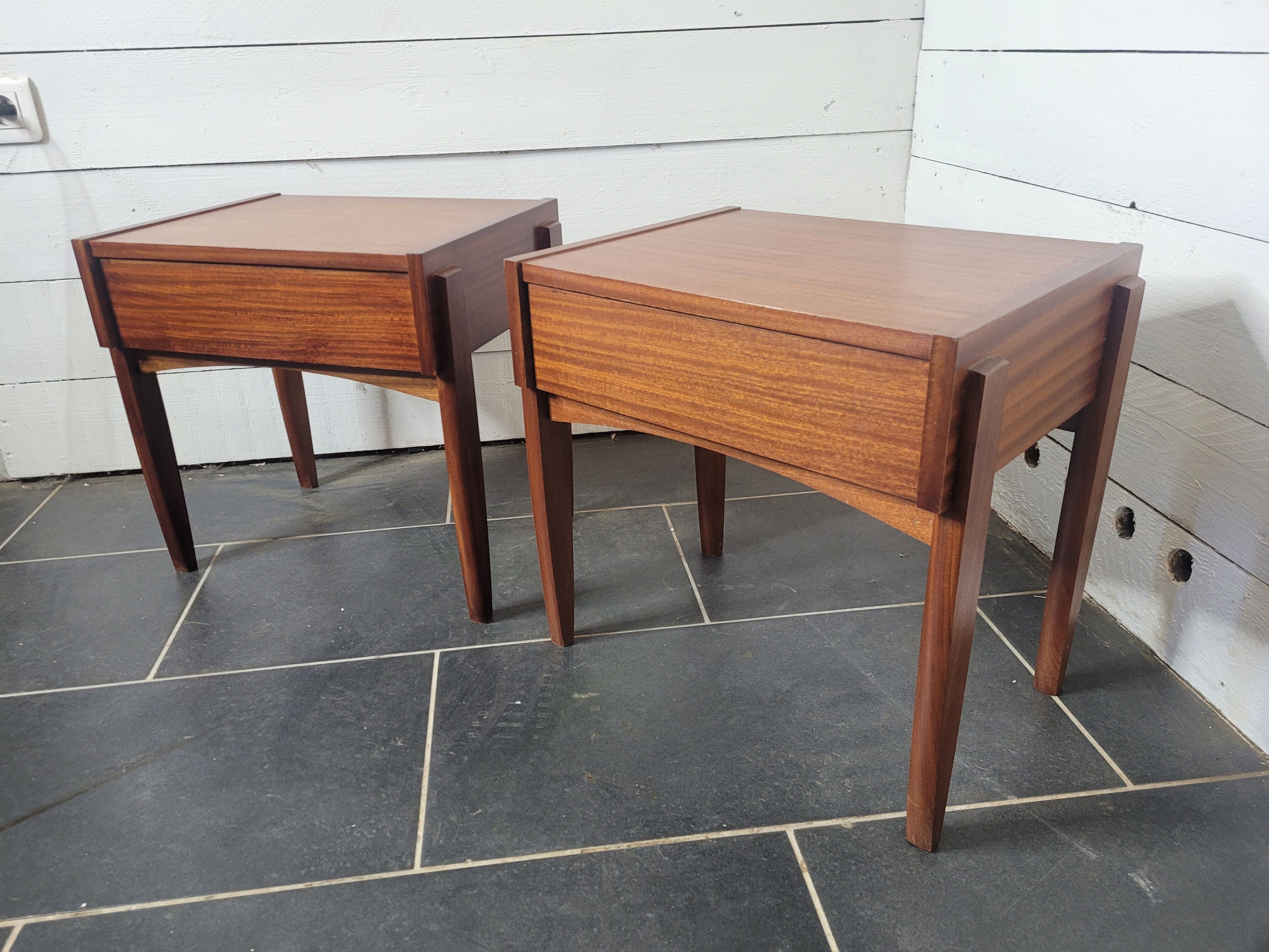Pair of Scandinavian teak bedside tables from the 60s