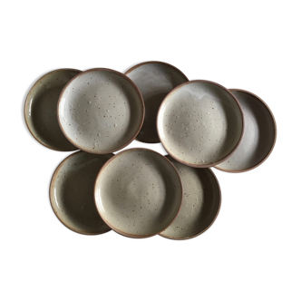 Set of 8 plates to dessert in sandstone pyrite 70 s