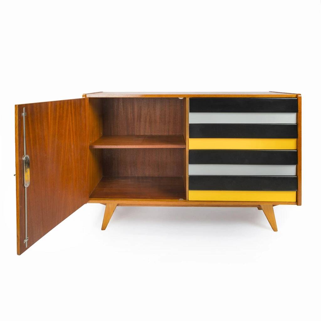 Original U-458 cabinet designed by Jiří Jiroutek in 1958 - Black & Yellow