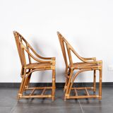 Set of 4 rattan armchairs