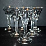Set of 6 old liqueur glasses - flared tulip shape in cut crystal 1900