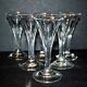 Set of 6 old liqueur glasses - flared tulip shape in cut crystal 1900