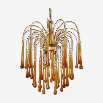 Orange water drop chandelier 70s