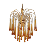 Orange water drop chandelier 70s