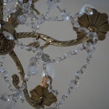 Bronze chandelier and crystal pendants – 5 lights