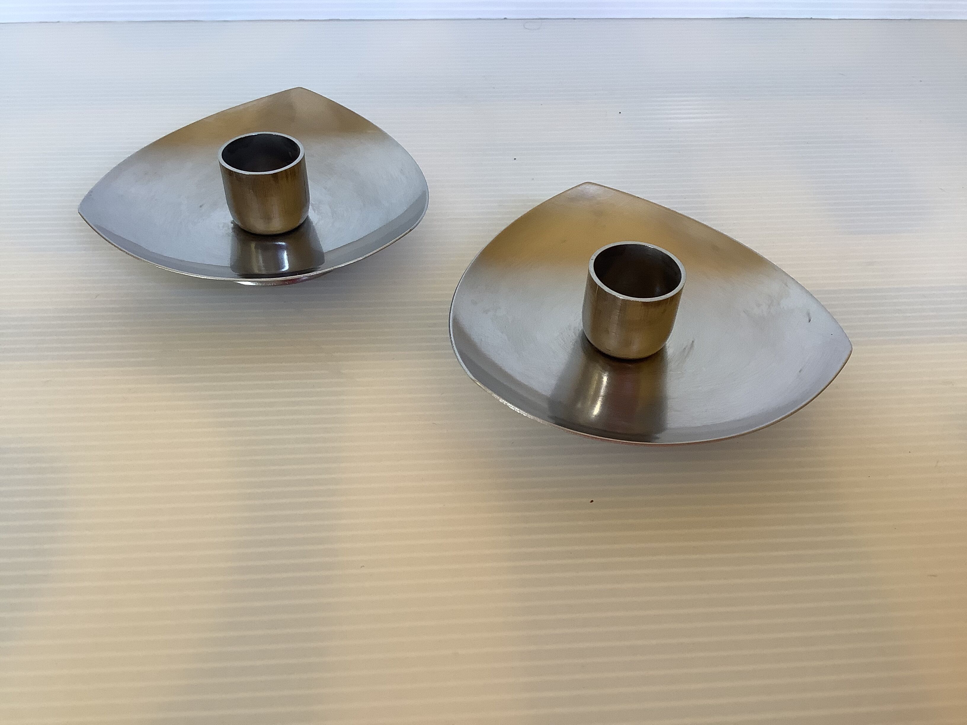 Paire de bougeoirs Celton denmark inox