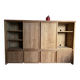 Tv unit with shelves and storage in solid teak