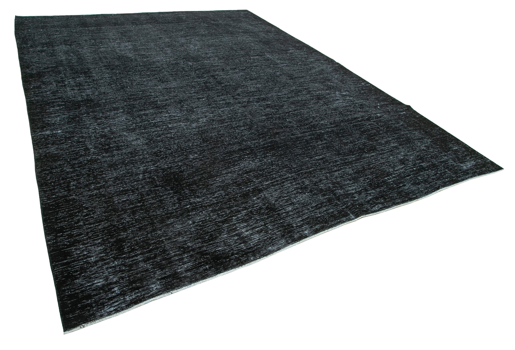 Handwoven oriental overdyed 287 cm x 393 cm black wool rug
