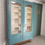 Blue vintage bookcase