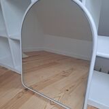 Arch mirror in white tubular steel frame from the 80s
