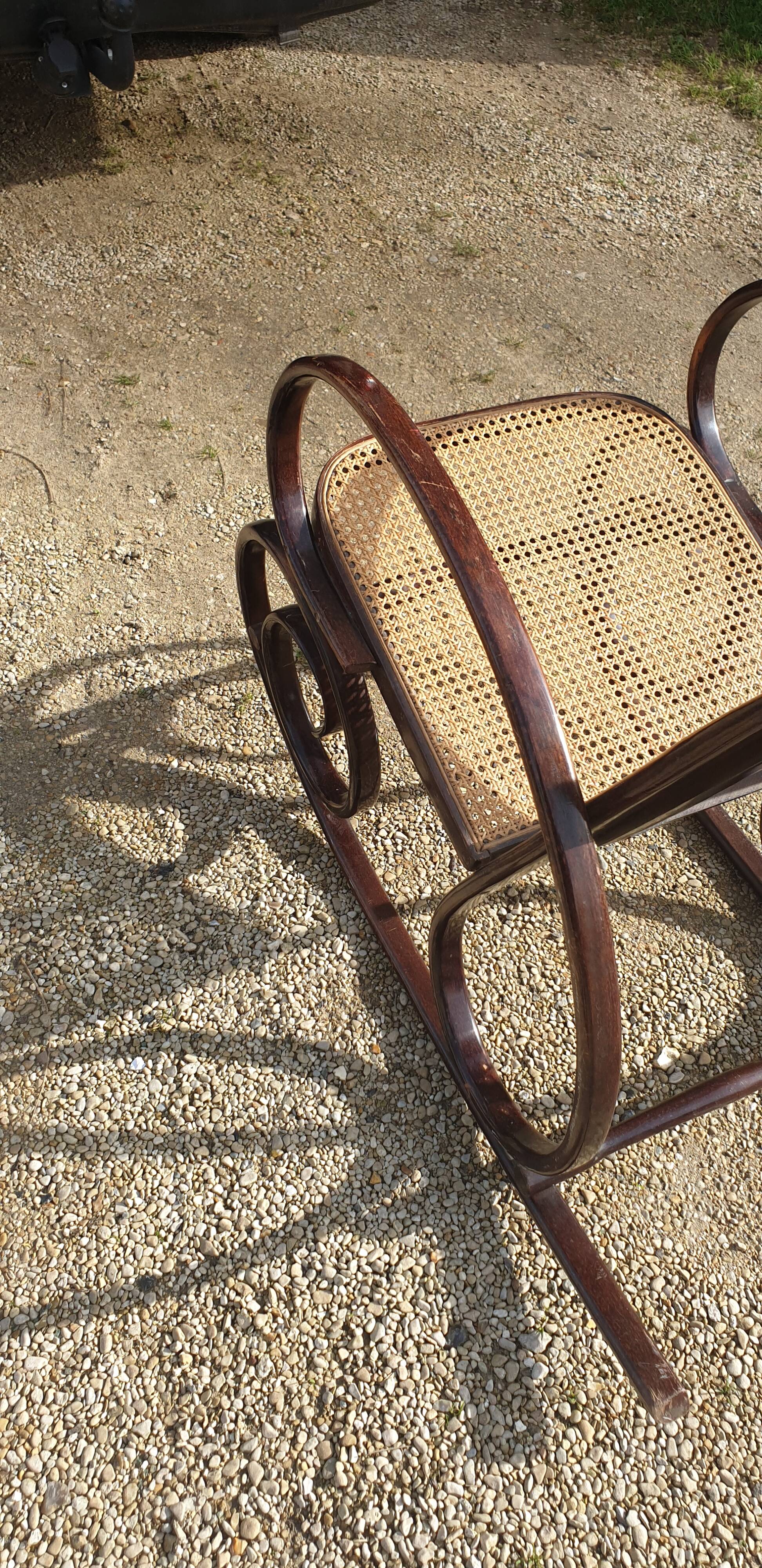 Rocking chair wood and canage seventies