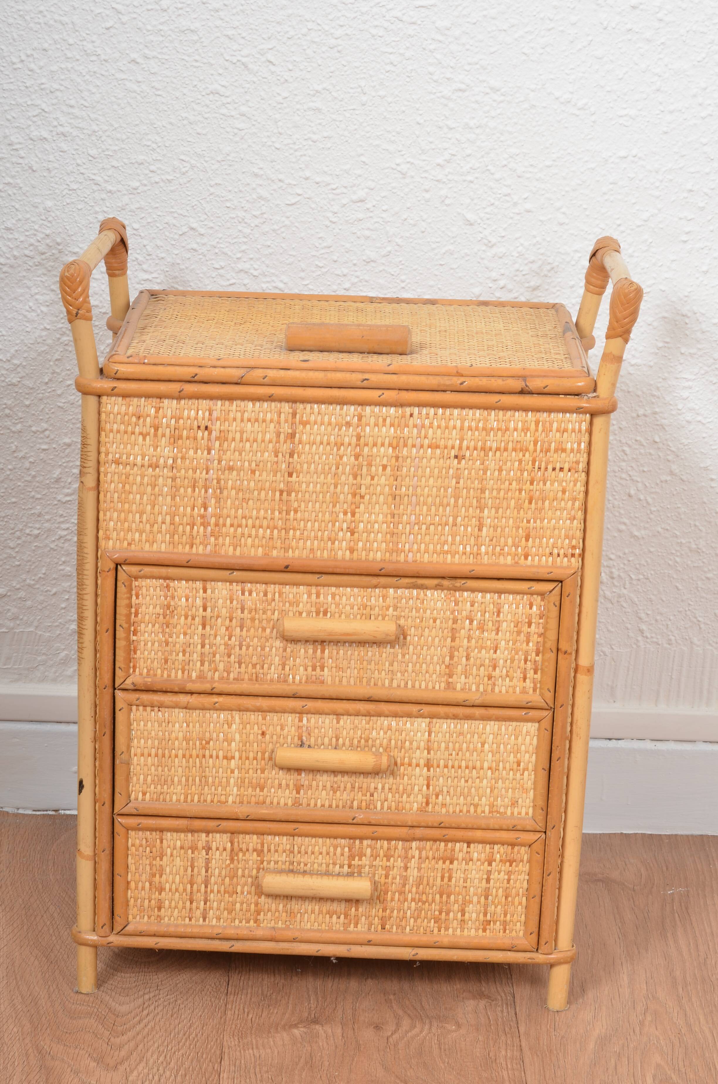 Small rattan chest of drawers