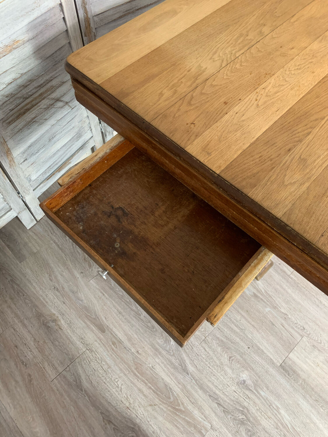 Table en chêne art déco avec rallonge 1920