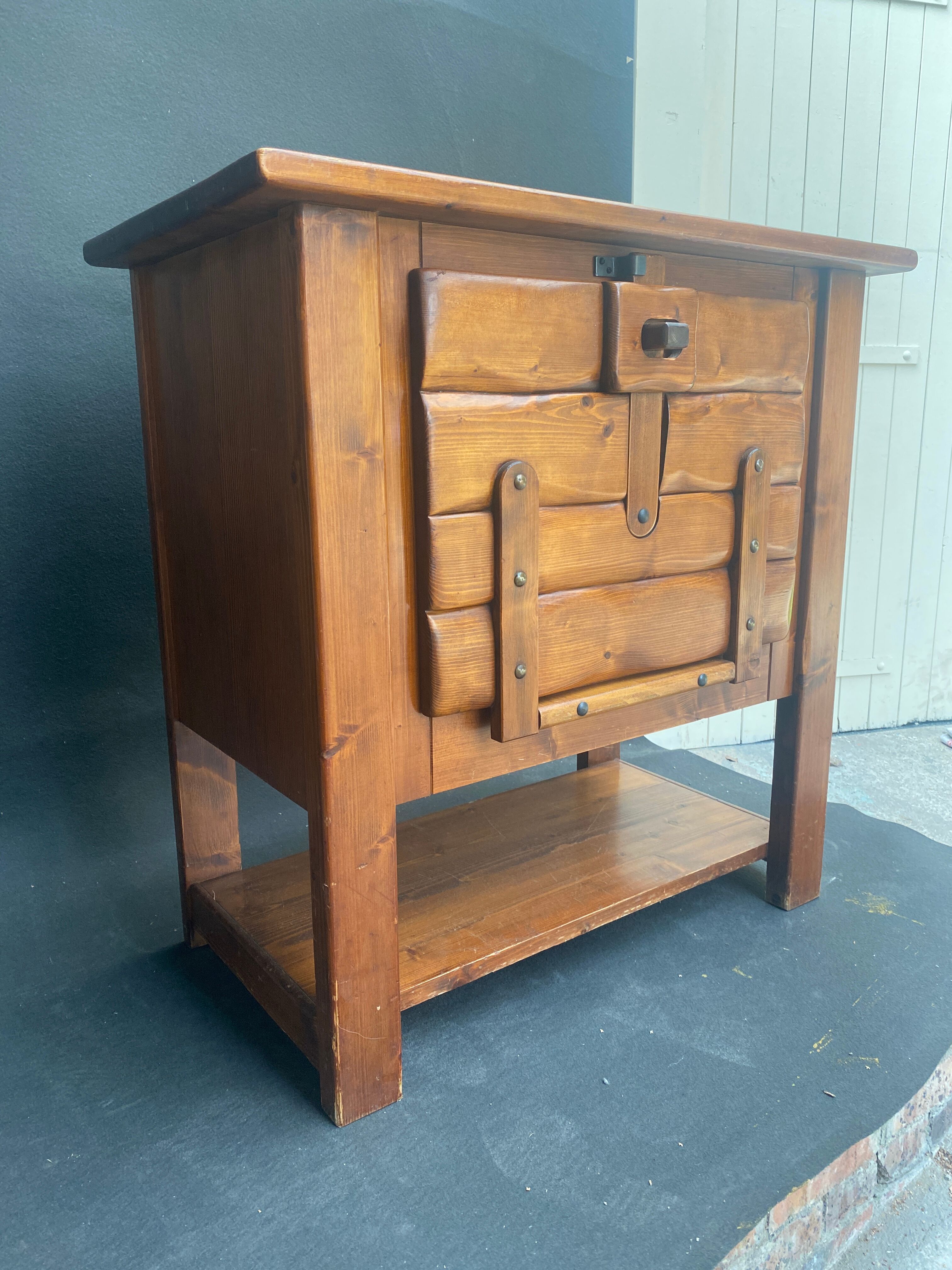 Vintage pine brutalist furniture