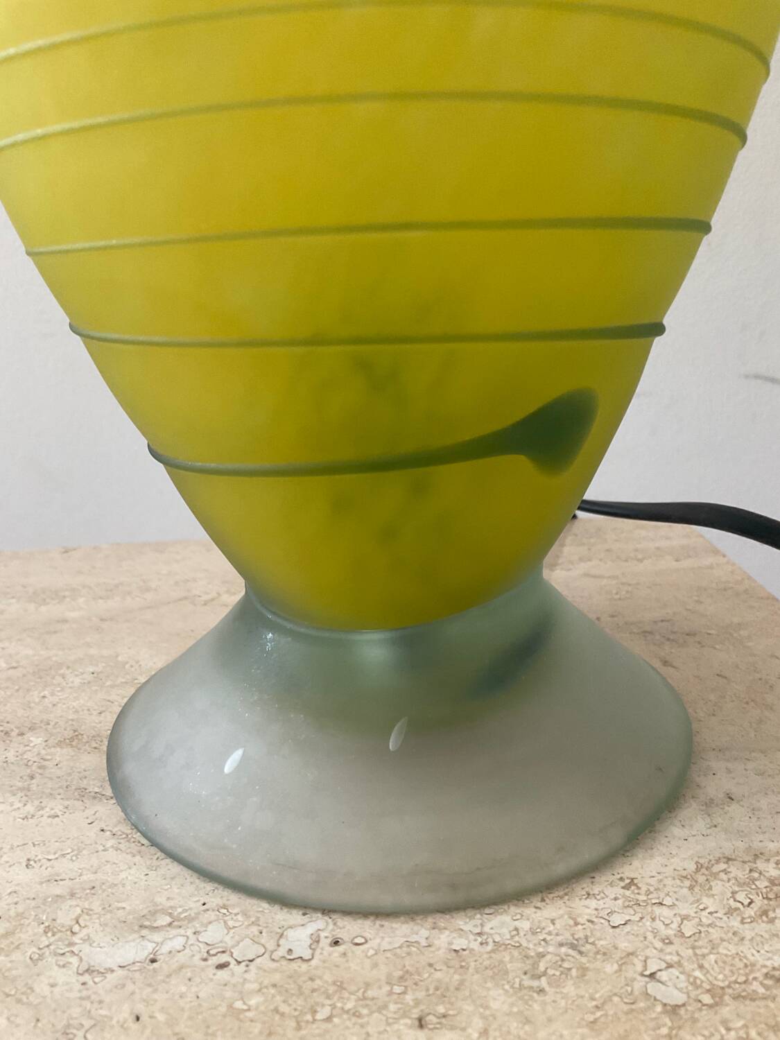 Vintage glass paste lamp with handkerchief neck