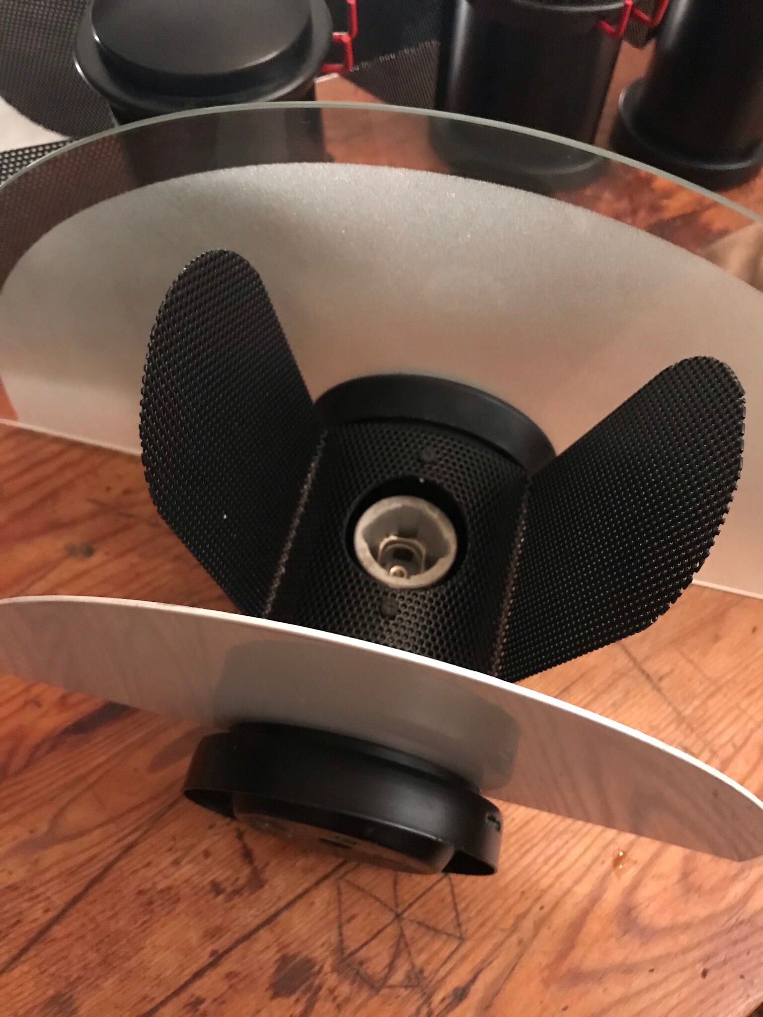 Pair of glass and metal wall lamps, Italy 1980