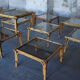Lot de dix-huit tables basses rotin 1950