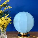 Vintage Art Deco blue opaline globe table lamp