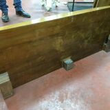 André Sornay walnut wooden headboard with brass nail assembly