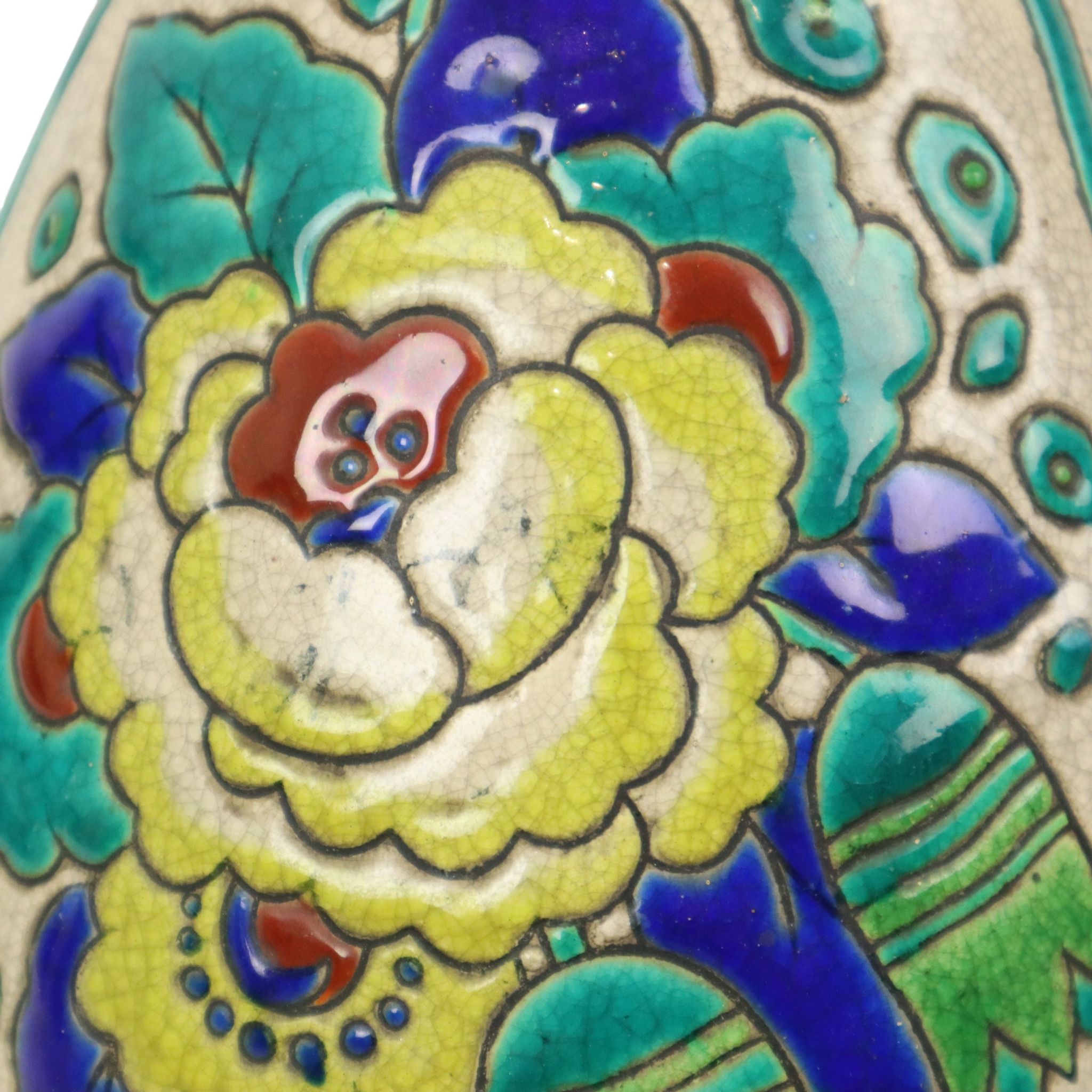 Vase Art Déco Polychrome Charles Catteau Boch Keramis D2366