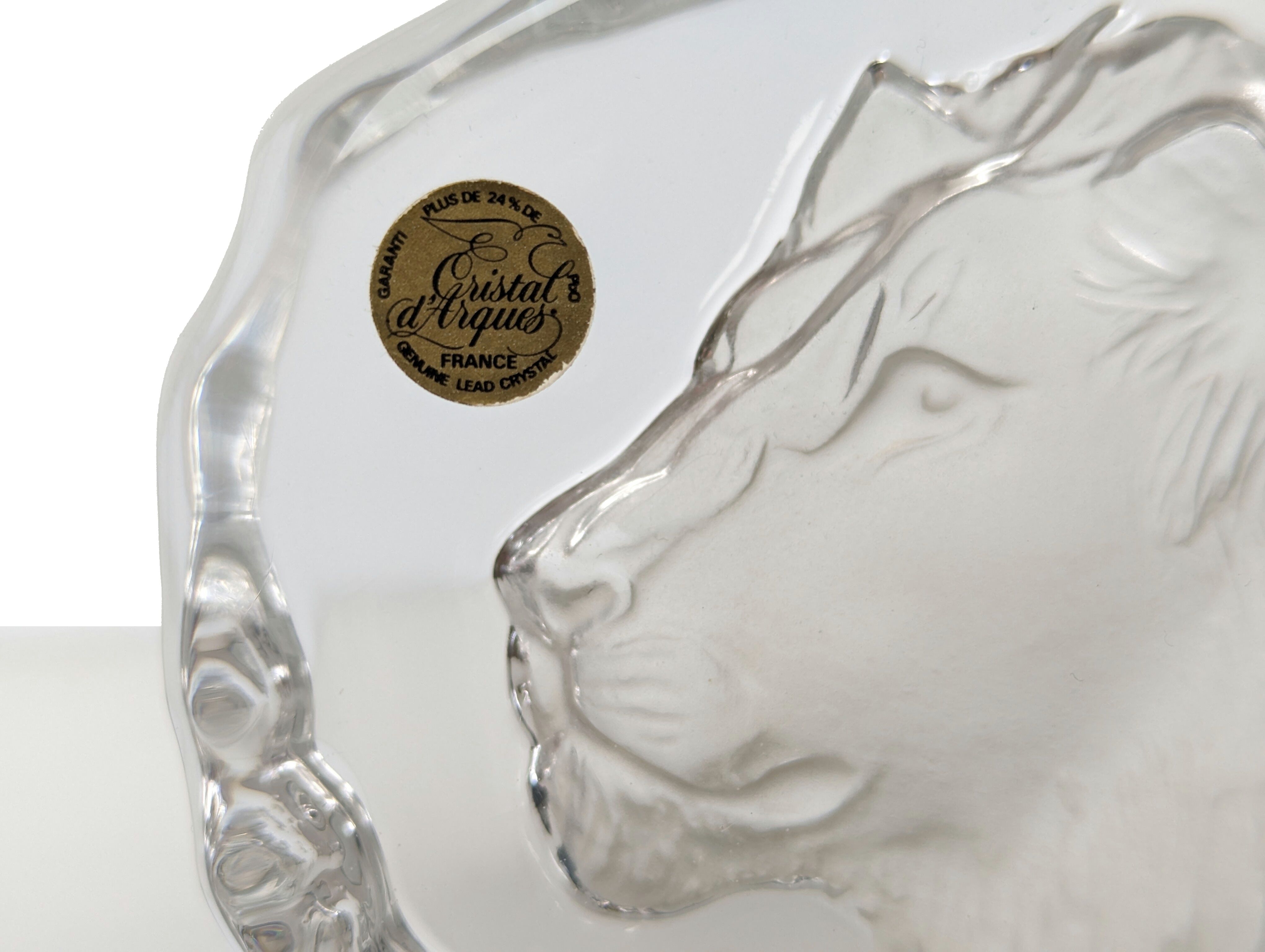 Paperweight Lion head sculpture Arques Crystal