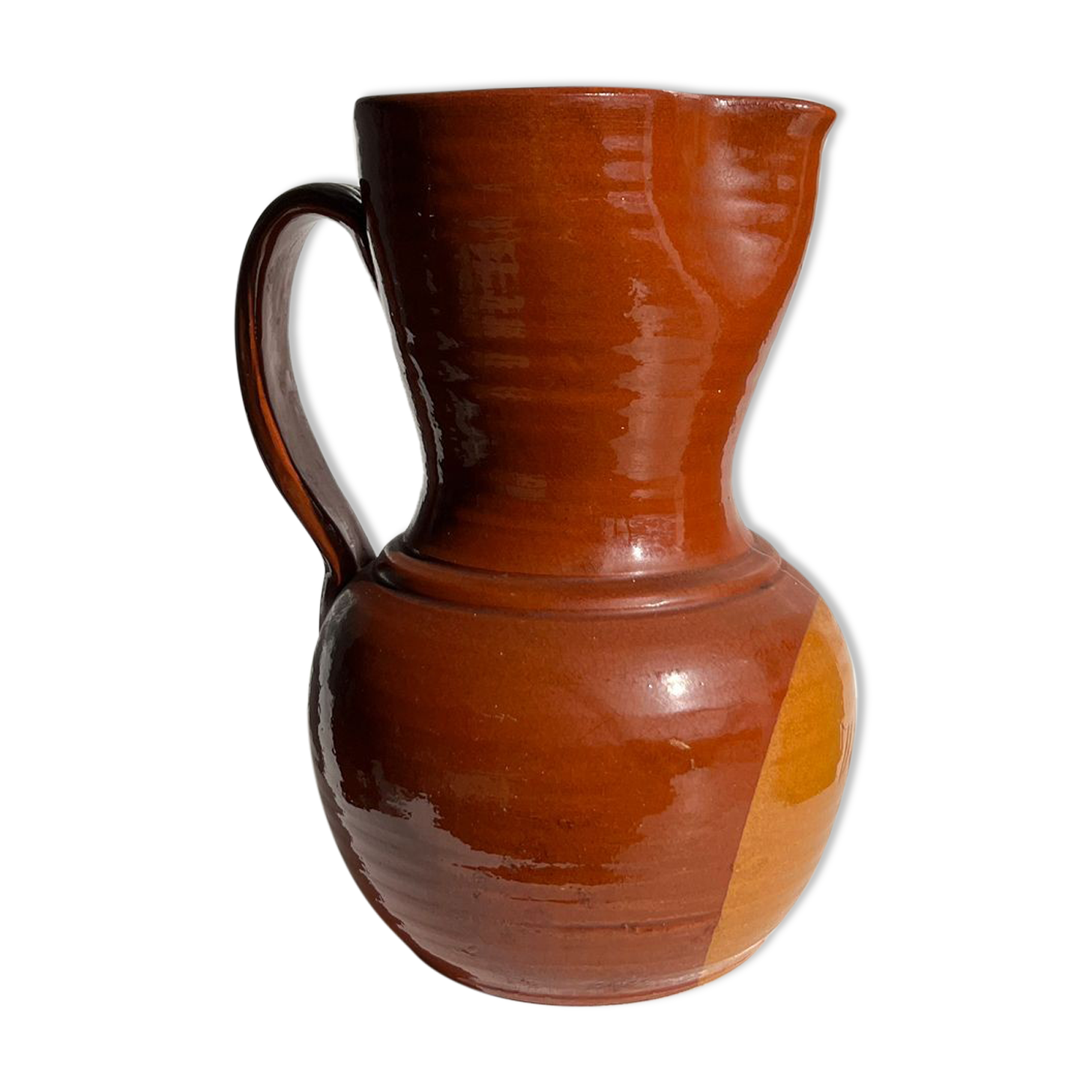 Two-tone brown ceramic wine pitcher H: 24cm