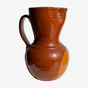 Two-tone brown ceramic wine pitcher H: 24cm