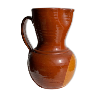 Two-tone brown ceramic wine pitcher H: 24cm