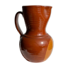 Pichet à vin en céramique marron bicolore H : 24cm